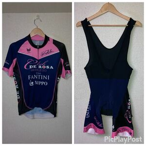 MSTINA TEAM NIPPO ヴィーニファンティーニ　CLUB DE ROSA 上下セットアップ サイクルジャージ ビブショーツ M イタリア製 エムスティナ