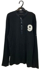 r1_5889 ★定形外 配送★ バーバリーブラックレーベル BURBERRY BLACK LABEL 9周年 ヘンリーネック リブ 長袖 ブラック 男性用 サイズ/3