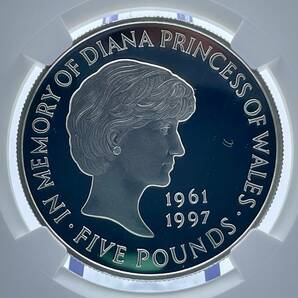 『PF69UC 準最高鑑定』プリンセス ダイアナ 妃追悼記念 1999年 イギリス 5ポンド 銀貨 NGC ULTRA CAMEO アンティーク モダン 投資 資産の画像1