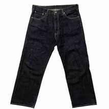 贅沢な漢の1着 濃紺 日本製 革パッチ Levi’s 503 503-0303 W36 ギャラ入り ストレート メンズ ジーパン デニム チェーンステッチ_画像2