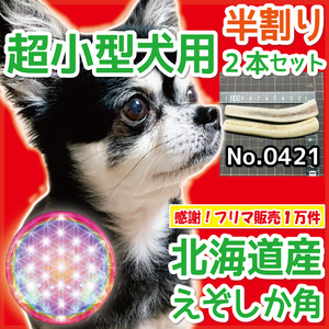 ■ 超小型犬用 ■ 天然 北海道産 蝦夷鹿の角 ■ 半割り 2本セット ■ 犬のおもちゃ ■ 無添加 エゾシカ ツノ 鹿の角 犬 ■ 04211