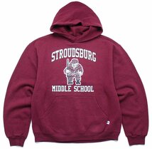 ★00s RUSSELLラッセル STROUDSBURG MIDDLE SCHOOL マスコット スウェットパーカー バーガンディ M★オールド フーディー カレッジ_画像1