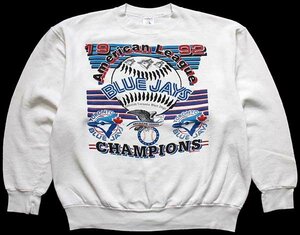 ★90s MLB American League CHAMPIONS TORONTO BLUE JAYS スウェット 白 XL★オールド スポーツ ベースボール メジャー