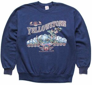 ★90s USA製 YELLOWSTONE NATIONAL PARK スウェット 紺 XL★イエローストーン 国立公園 オールド マウンテン パーク オーバーサイズ