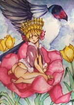 手描きイラスト★オリジナル　B５サイズ 水彩　アクリルガッシュ　少年　『親指王子。』_画像1