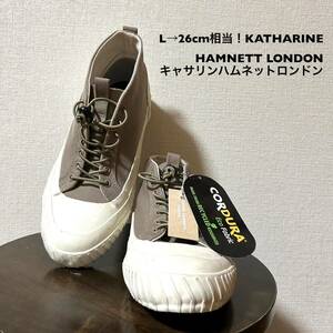 L→26cm相当！KATHARINE HAMNETT LONDON×CORDURA 中古古着スニーカーブーツ 中国製 箱無し タグ付きやや傷 汚れ有り