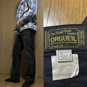 要裾直しW75cm！日本製 ORGUEIL（オルゲイユ）古着リネンワークパンツの画像4