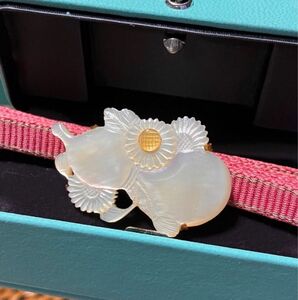 白蝶貝アンティーク帯留め　縁起の良い瓢箪に菊の花 縁起物 ひょうたん 和装小物 シェル