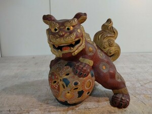 R60201-11 蔵出し城下町山形 旧商店排出品 時代物 九谷焼 唐獅子