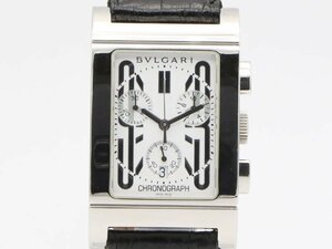 1円【 ブルガリ BVLGARI 】 腕時計 RTC49S レッタンゴロ クロノグラフ 白文字盤 クォーツ SS/革 メンズ 新着 12423-0