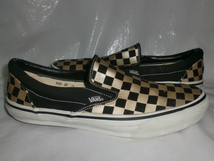 ★VANS SLIP ON CHECKER バンズ V98PC スリッポン チェッカー ブラック/メタリックゴールドチェッカー 数回着用程度_画像2