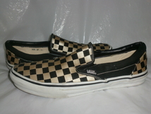 ★VANS SLIP ON CHECKER バンズ V98PC スリッポン チェッカー ブラック/メタリックゴールドチェッカー 数回着用程度_画像1