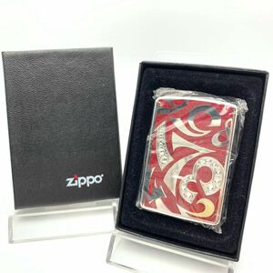 【未使用品】 ZIPPO ジッポー/ジッポ アーマー ニューダイアル 深彫り彫刻 数字 ラインストーン レッド/赤系 箱