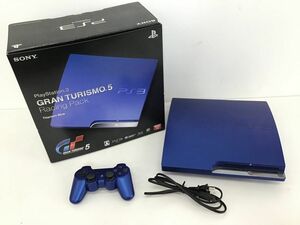 ●営HS095-120　【通電確認済み・取説付き】　PS3 本体 薄型 Titanium Blue タイタニウムブルー★CECH-2500A GT★160GB★PlayStation 3