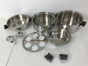 ●営ST761-120　Amway Queen アムウェイ クィーン MULTI-PLY マルチプレイ 鍋 まとめ STAINLESS STEEL USA 両手鍋 蓋