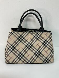 営ST132-60◆ BURBERRY BLUE LABEL ／バーバリー ブルー レーベル ノバチェック ナイロン キャンバス ハンドバッグ トートバッグ 