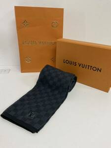 営FU737-80◆ LOUIS VUITTON ／ルイヴィトン エシャルプ プティ ダミエ 100% ウール マフラー M70030 箱あり