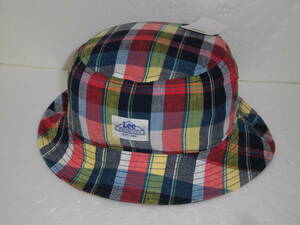 定価3960円 Lee ハット チェック柄 NVY リー 帽子 キャップ LE BUCKET MADRAS CHECK チェック バケットハット