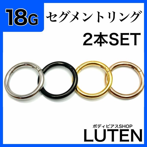 18G　セグメントリング　2本　軟骨　耳たぶ　フープ　ステンレス　ボディピアス