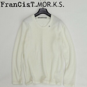 ◆FranCisT_MOR.K.S. フランシストモークス ラインストーン装飾 ラビット混 パイル ニット トップス プルオーバー 白 ホワイト 2