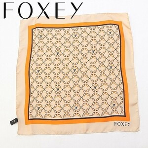 新品◆FOXEY フォクシー シルク100％ 総柄 スカーフ