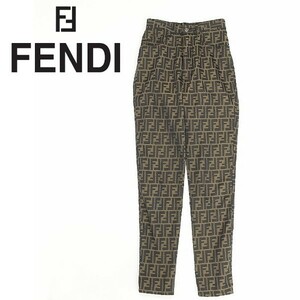  Vintage *FENDI Fendi Zucca рисунок Logo кнопка высокий талия брюки Brown × черный 40