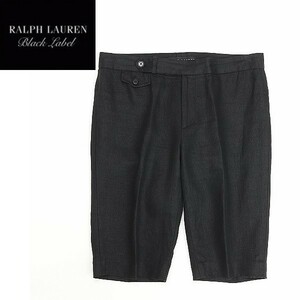 ◆RALPH LAUREN BLACK LABEL ラルフローレン ブラックレーベル リネン100％ ハーフ パンツ 黒 ブラック 6