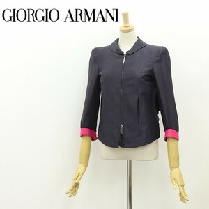  чёрный этикетка *GIORGIO ARMANIjoru geo Armani шелк .linen задний дизайн W Zip жакет уголь ×bi bit розовый 36