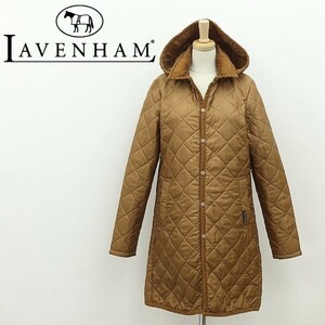 ◆LAVENHAM ラベンハム キルティング 中綿 フーデッド コート キャメル 36