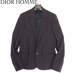 美品 国内正規品 06SS エディ期◆Dior HOMME ディオール オム モッズ ストライプ 1釦 スクール ジャケット 46