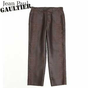 美品 90's ヴィンテージ◆Jean Paul GAULTIER HOMME ジャンポール ゴルチエ オム クロコダイル パンツ 茶色 ブラウン 50