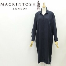 ◆MACKINTOSH LONDON マッキントッシュ ロンドン ロング シャツ ワンピース 紺 ネイビー 38_画像1