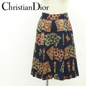  прекрасный товар Vintage *Christian Dior SPORTS Christian Dior шелк . общий рисунок плиссировать юбка-брюки брюки S