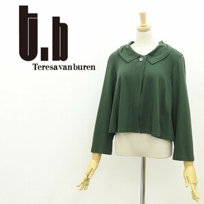 ◆t.b Teresa van buren ティービー テレサ ヴァン ビューレン センソユニコ 1釦 ジャケット 緑 グリーン 40の画像1