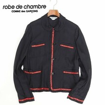 ◆robe de chambre COMME des GARCONS ローブドシャンブル コムデギャルソン AD2001 リボンテープ使い シャツ ジャケット 黒 ブラック_画像1