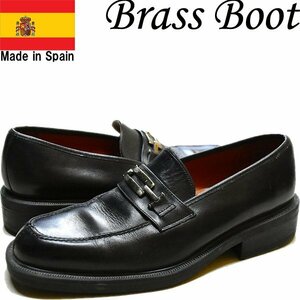 1点物◆スペイン製Brass Boot黒ローファー革靴レザーシューズ古着メンズ27.5レディースOKアメカジ90sストリート/スポーツUSブランド371837