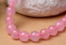 [EasternStar] 海外発送 人工色の強化 紅石英 ローズクォーツ パワーストーン Rose quartz 玉径14mm 1連売り 長さ約40cm_画像5