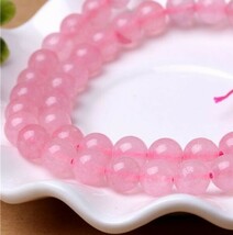 [EasternStar] 海外発送 人工色の強化 紅石英 ローズクォーツ パワーストーン Rose quartz 玉径14mm 1連売り 長さ約40cm_画像2