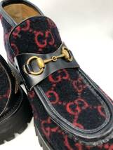 川 1120 GUCCI グッチ　ブーツ　ローファー　シューズ スニーカー GG柄　赤　サイズ9_画像4