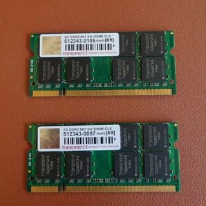 Transcend　DDR2 667 SO-DIMM CL5 ノート用 2GB×2枚