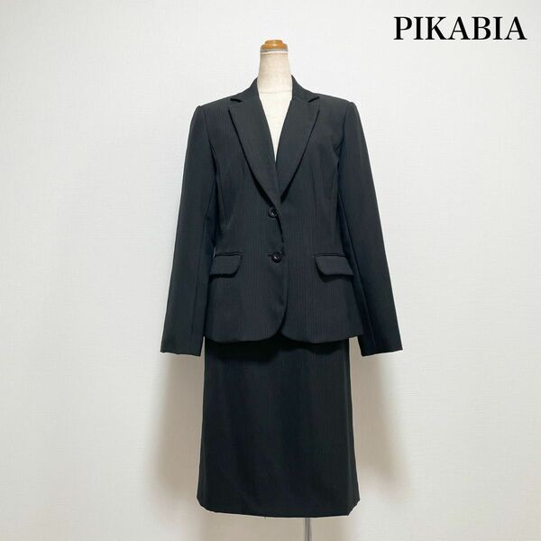 PIKABIA スカートスーツ セットアップ グレー ストライプ 仕事 就活 入学式 入園式 卒業式 卒園式