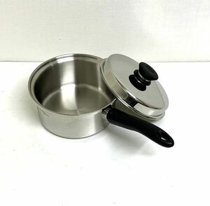 【H0130-2】【中古美品】アムウェイ クィーン 大ソースパン フタ付き 現行タイプ IH対応※商品詳細をご確認下さい。