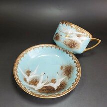 オールドノリタケ　noritake　金盛上　エナメルジュエル白鳥飛翔フライングスワン　カップ　ボール_画像5