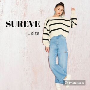 【 SUREVE 】ボーダーショート丈ニット みちょぱ着用 ぽわん袖