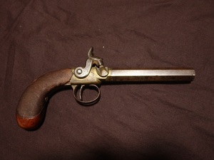 イギリス製パーカッションピストル　実物　古式銃　管打ち式拳銃　洋式銃