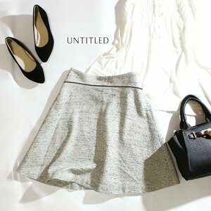  Untitled UNTITLED stock ) world on goods spring tweed skirt flair skirt A line small size 0 5 number 7 number Mix white black 