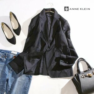 ANNE KLEIN アンクライン シンプル 定番 羊毛 カシミヤ 秋 冬 スーツ ジャケット テーラードジャケット 11号 ブラック 黒 綺麗ライン