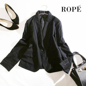 ROPE’ ロペ 合 定番 ポリエステル スーツ 綺麗ライン テーラードジャケット 9号 ブラック 黒 フォーマル