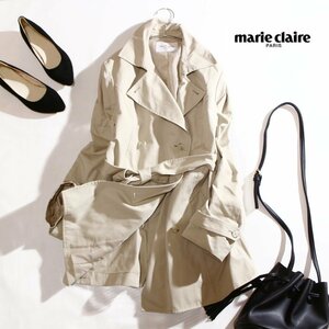 マリクレール marie claire 春 ハーフ丈 クラッシック トレンチコート 13号 13AR 淡いベージュ 軽く羽織れる ミセス アウター