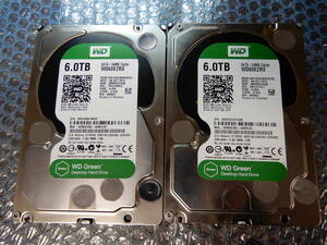 Western Digital 6TBハードディスク WD Green WD60EZRX 中古2台セット